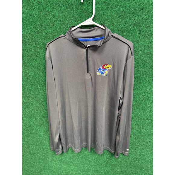 University of Kansas Gray & Blue Lightweight Golf Pullover Sweater Unisex Sz M - Picture 1 of 6